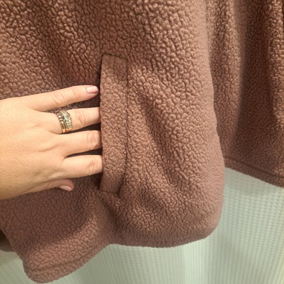 Torrid Mauve (Rose Taupe) Sherpa Lounge Funnel-Neck Zip Up Size 3 - Picture 3 of 8